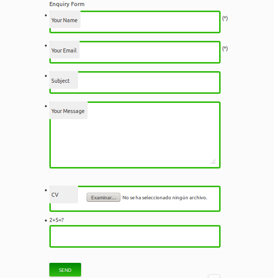 diseño personalizado contact form 7