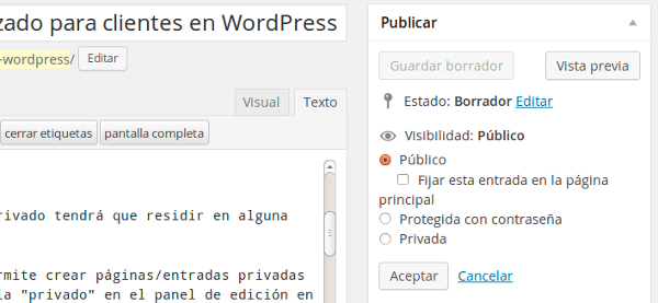 privado wordpress